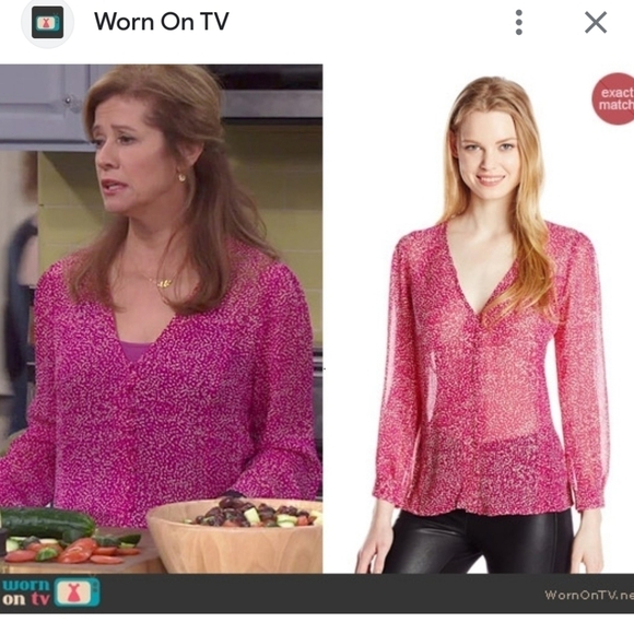 Joie Calvina Silk Dotted Blouse Magenta pink size xs - Picture 3 of 8